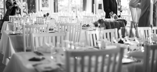 Tables ready to welcome wedding guests.