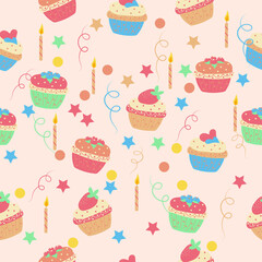 seamless pattern with cupcakes