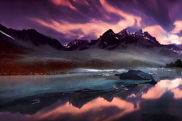 Beautiful Landscape in the ice cold mountains