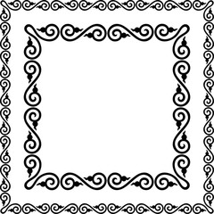 Decorative square black frameworks. Buryatian, Mongolian ethnic style. 