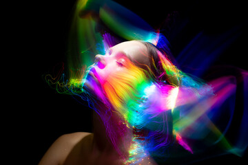 lightpainting portrait, new art direction, long exposure photo without photoshop, light drawing at long exposure	