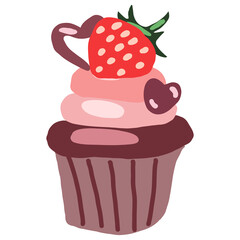 Chocolate airgenle with cream and strawberries.