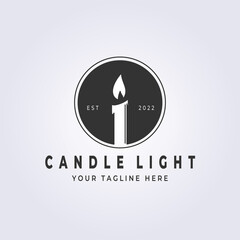 candle light logo vector illustration vintage badge design