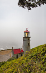 Fototapeta na wymiar Heceta Head Lighthouse in the fog