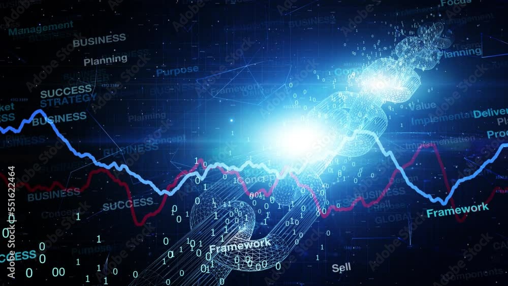 Poster cryptocurrency blockchain chain business network with infographics animation background.