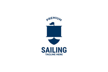 Sailing icon with sea logo design vector template illustration idea