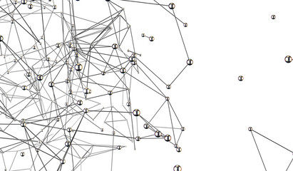 Abstract connected dots and lines. Concept of AI technology, Motion of digital data flow.