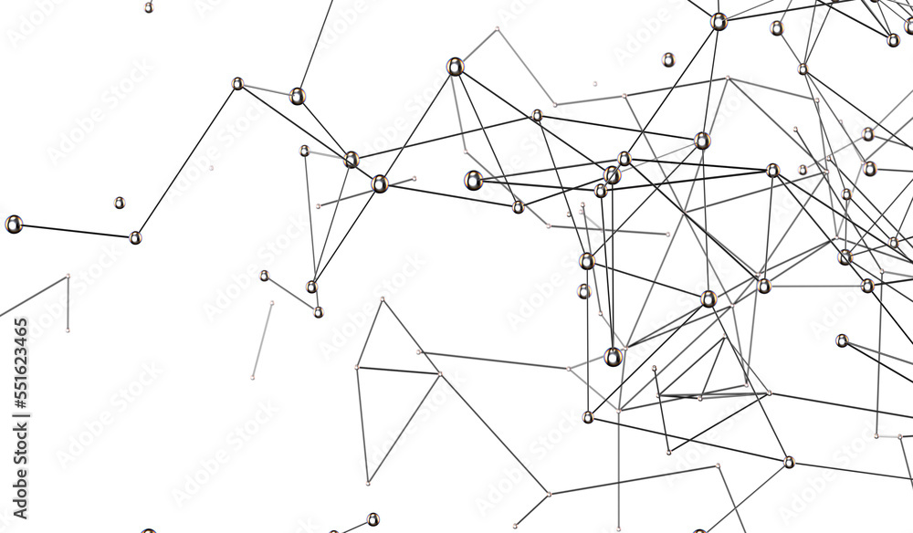 Poster Abstract technology futuristic network - fantasy plexus background. 3D rendering
