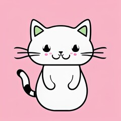 Die-cut sticker, Cute kawaii cat sticker, white background, illustration minimalism, vector, pastel colors
