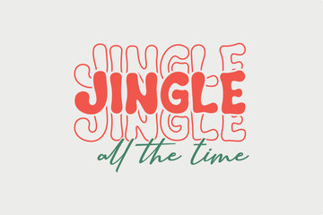 Fototapeta na wymiar Jungle All the Time Retro Christmas T shirt Design