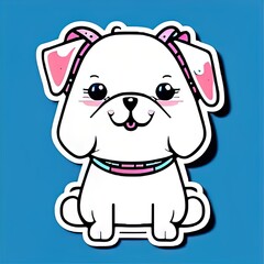 Fototapeta premium Die-cut sticker, Cute kawaii dog sticker, white background, illustration minimalism, vector, pastel colors