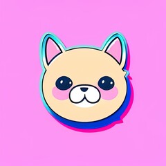 Die-cut sticker, Cute kawaii dog sticker, white background, illustration minimalism, vector, pastel colors