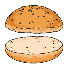 Hamburger bun element colorful detailed