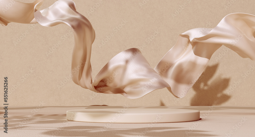 Poster minimal product display neutral beige color shadows and podium background. 3d rendering abstract aes