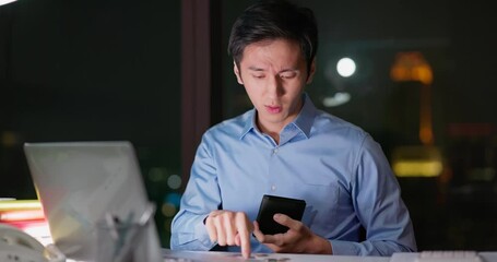 Business man counts coins