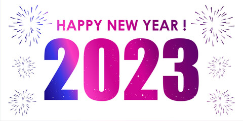 2023 Happy New Year  Promotion Poster or banner with purple letter .new year 2023 concept.