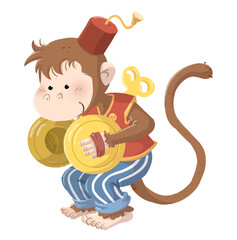 Illustration of toy monkey with cymbals - 551628265
