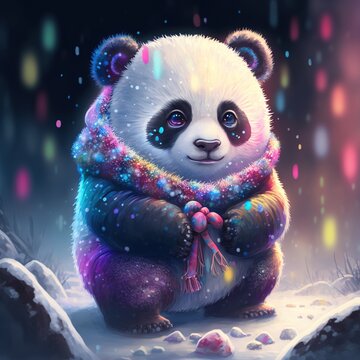 panda bear in snow clip art