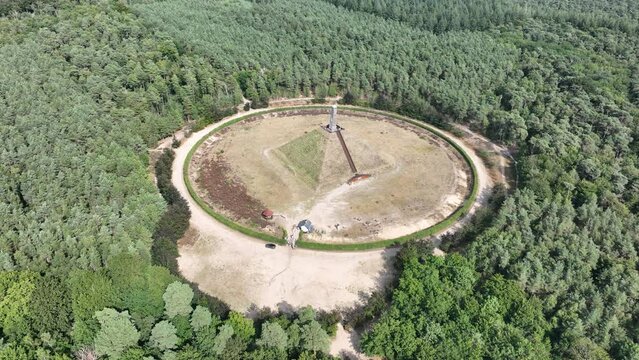 The Pyramid of Austerlitz, 36 metre high pyramid. Built in 1804 by Napoleon's soldiers on one of the highest points of the Utrecht Hill Ridge, in Woudenberg, the Netherlands. Aerial.