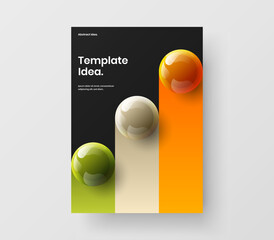 Clean booklet vector design template. Vivid realistic spheres flyer illustration.