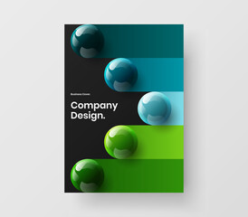 Vivid company cover A4 vector design layout. Abstract 3D spheres flyer illustration.