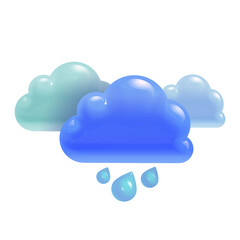 Cartoon Clouds with Rain in 3d Realistic Style