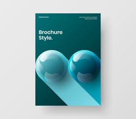 Modern realistic spheres booklet illustration. Original journal cover vector design layout.