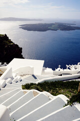 The Santorini stairs and view of the caldera, Santorini, Greece