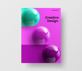 Isolated pamphlet A4 design vector template. Modern realistic balls front page layout.