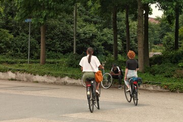 Cycling commute in Amsterdam, the Netherlands