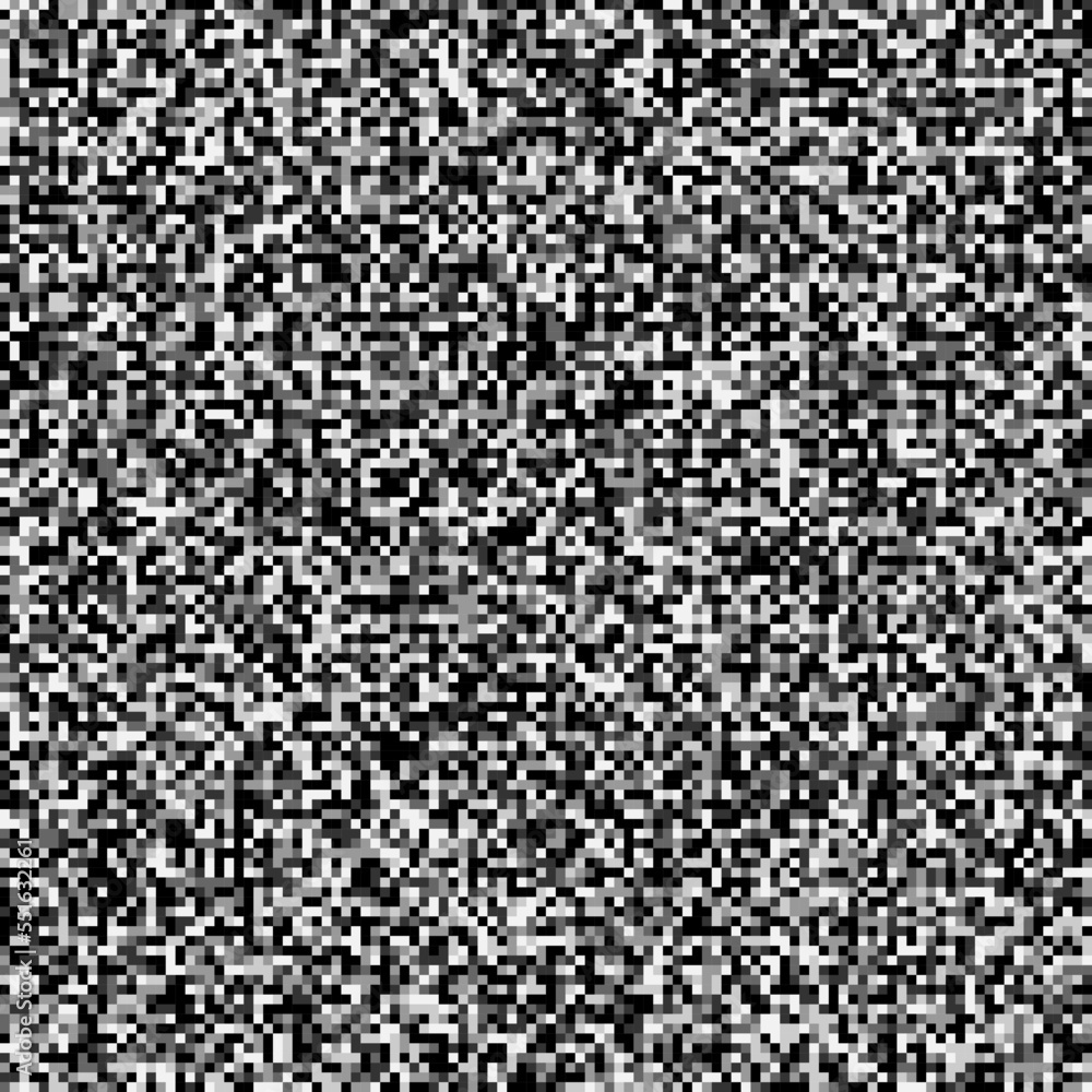 Poster seamless pixelated tv noise texture. white noise signal grain. television screen interferences and g