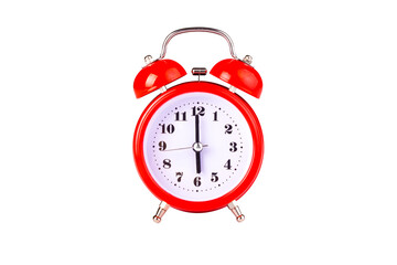 red alarm clock isolated on transparent background