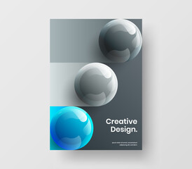 Unique 3D balls company identity concept. Amazing annual report A4 design vector template.