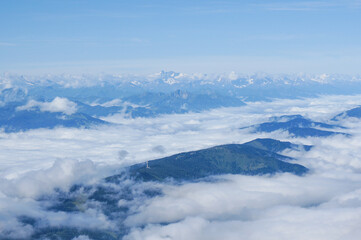 Amazing wide open view from Dachstein Peak in Austria. Near Schladming and Ramsau. Highest Peak in Upper Austria and Styria