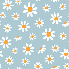 Seamless pattern of daisies. Vector illustration. It can be used for wallpapers, wrapping, cards, patterns for clothes and other.