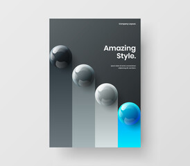 Original 3D spheres flyer template. Simple booklet design vector concept.