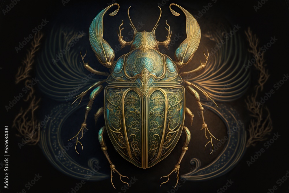 Wall mural Intricate golden scarab art