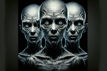 Evil clone experiment gone wrong. Scary horror triplets.