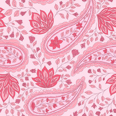 Beautiful Pink Paisley Overall Pattern and background