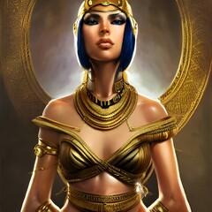 Illustrated portrait of queen Cleopatra, queen of Egypt