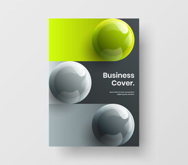 Abstract 3D spheres corporate brochure concept. Colorful handbill A4 vector design layout.