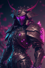 samurai warrior all purple color - generative AI