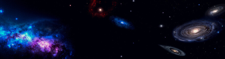 Fototapeta premium Universe background with galaxies and stars created with Generative AI