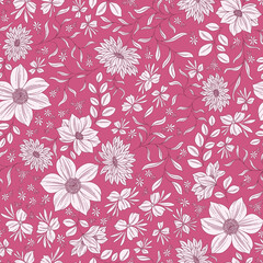 White Flower Garden on Pink Background