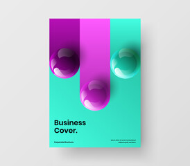 Fresh realistic spheres front page concept. Vivid brochure A4 design vector illustration.