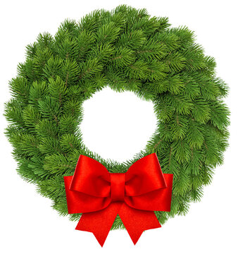 recommend clip art: PNG Christmas wreath with red ribbon bow isolated