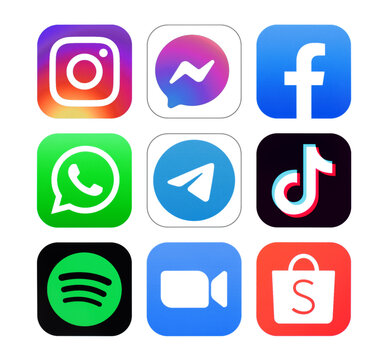 Icons Set of the Best Downloads Mobile Apps in the World of 2022