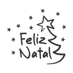 Merry Christmas lettering in Portuguese (Feliz Natal). For greeting cards, banners, posters. Vector illustration