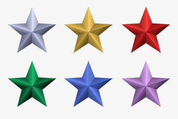 3d set new year stars, christmas stars 2023