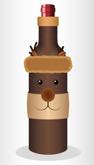 Printbrown chrismas deer bottle vector